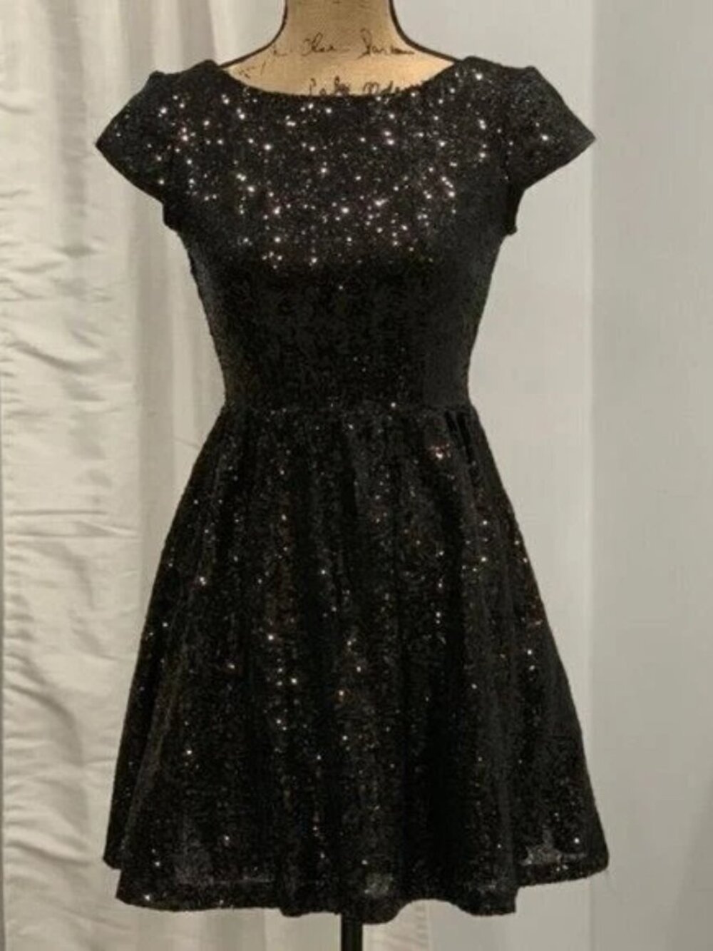 B. Darlin sequined black dress with tulle size 3/4